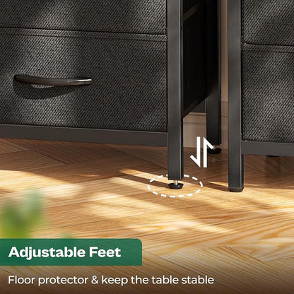 Huuger Nightstand with Charging Station, 27.6 Inch Side Table with Fabric - Image 7