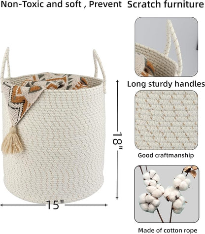 XUANGUO Cotton Rope Laundry Basket Hamper - Image 2