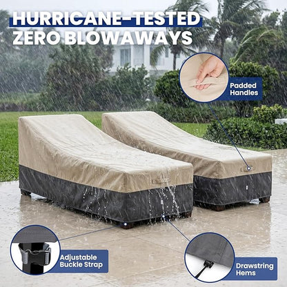 Extra Heavy Duty Patio Chaise Lounge Cover Waterproof 2 Pack - Image 5
