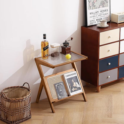 Tiita Rattan Side Table, Mid Century Nightstand, Bamboo Accent Bedside Tables - Image 9