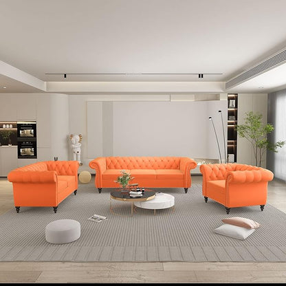 QHITTY 3 Piece Living Room Set, Sectional Chesterfield Sofa Chair Contemporary by QHITTYFurnitureLife