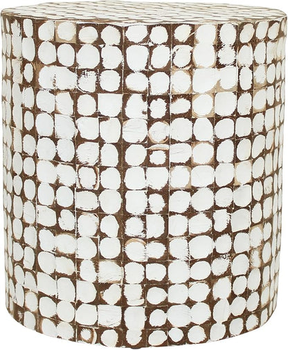 East at Main Boho Side Table Nightstand – White Coconut Shell End Table by EastatMain