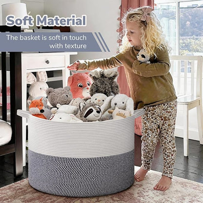 INDRESSME 115L Extra Large Cotton Rope Basket, Blanket Basket - Image 6