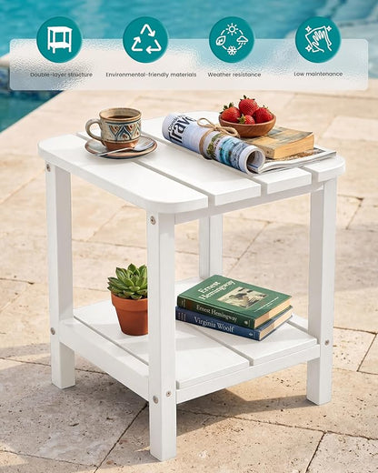 SERWALL Double Adirondack Side Table End Table- White - Image 6