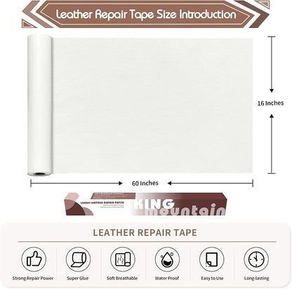 KING MOUNTAIN Leather Repair Patch, 16 x 60 Inches self Adhesive Leather Repair - Image 4
