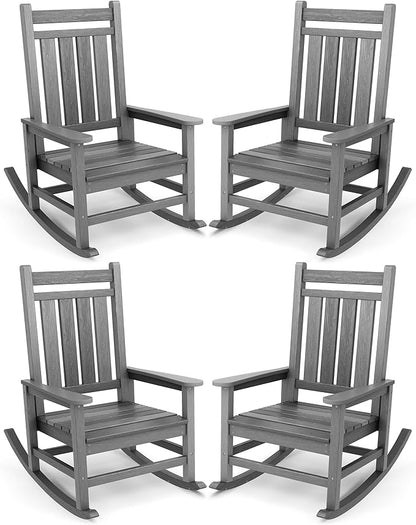 SERWALL Outdoor Rocking Chair Set of 4, HDPE Rocking Chair by SERWALL