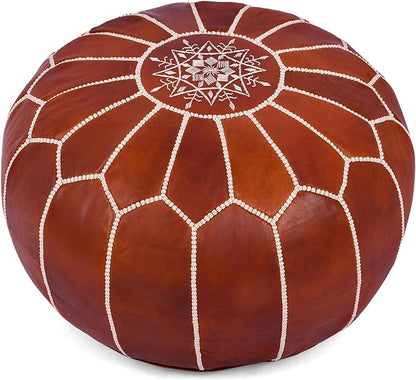 Marrakesh Gallery Genuine Leather Round Pouf Cover by MarrakeshGallery