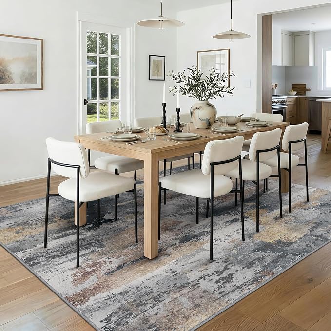 RELEANY Washable Area Rugs 8'x10' Non-Slip Modern Abstract Soft - Image 2