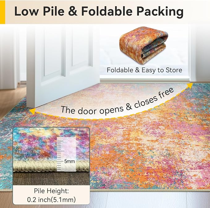RELEANY Washable Area Rugs 8'x10' Non-Slip Modern Abstract Soft - Image 7