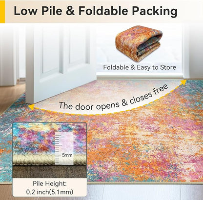 RELEANY Washable Area Rugs 8'x10' Non-Slip Modern Abstract Soft - Image 7