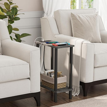 TUTOTAK Small End Table with Charging Station, Narrow Side Table with USB Ports - Image 2
