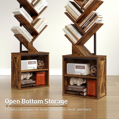 RALGEND Tree Bookshelf, 6 Tier Bookcase - Image 9