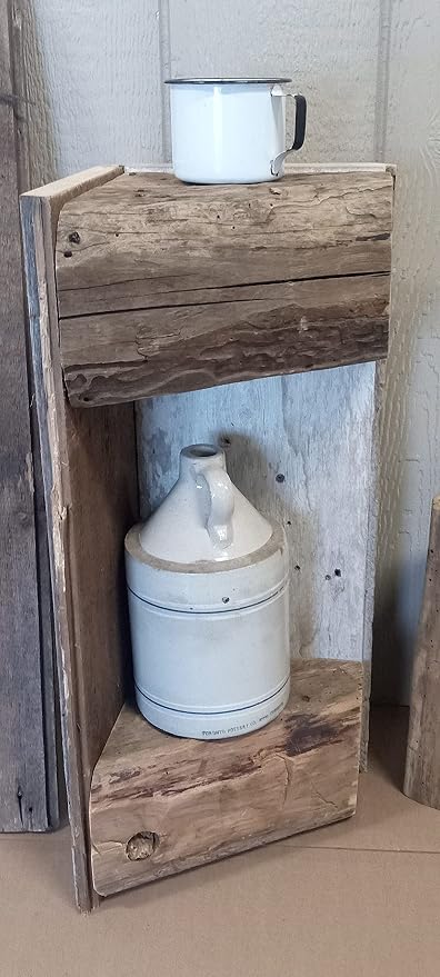 Reclaimed Historic Wood Corner end Table 24 inch Beige - Image 5