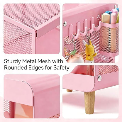 SYKIARIOL Kids Nightstand for Girls, Metal Bedside Table - Image 5
