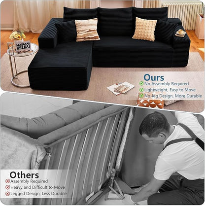 95" Cloud Sectional Couch with L-Shape Chaise, Modern Cloud Couch with Deep Seat - Image 7