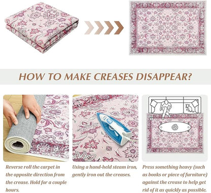 Area Rugs for Living Room, 4x6 Washable Rugs for Bedroom, Non-Slip Floral - Image 8