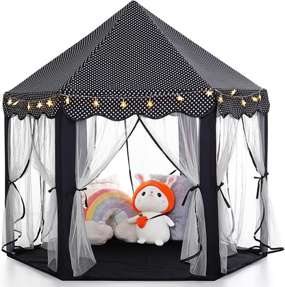 Monobeach Princess Tent Girls Black Large Playhouse Kids Castle Play Tent by Monobeach