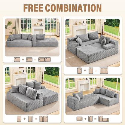 Hobestluk Modular Sectional Sofa Couches L-Shape Couch 3 Seat Modular Sofa - Image 5