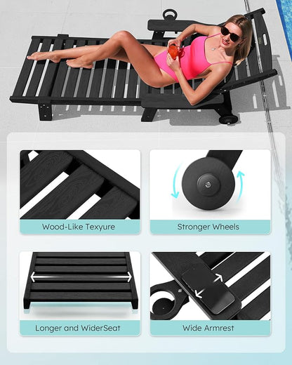 Patio Chaise Lounge Chair Set of 2, Oversize Lounge Chairs - Image 5