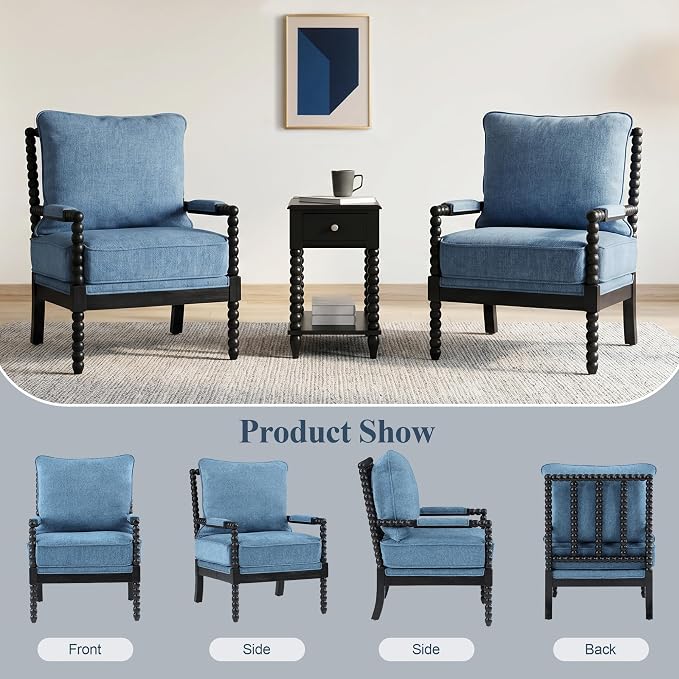 DUHOME Linen Fabric Spindle Accent Chair - Image 7