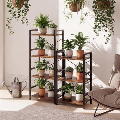 Tangkula 3-Tier Industrial Bookshelf, 16.5" Width Wooden Open Bookcase - Image 9