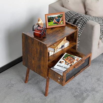 Lerliuo Rattan Nightstands Set of 2, Boho Side Table - Image 6