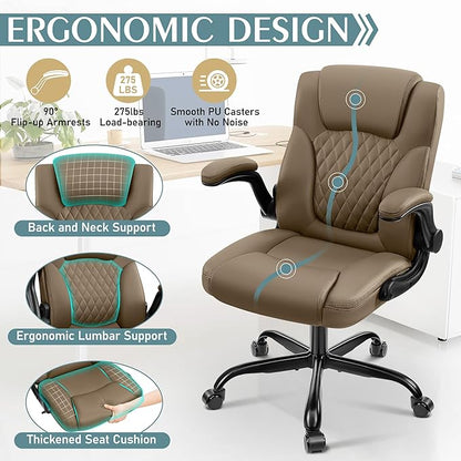 Leather Office Chair, PU Home Computer Desk Chairs - Image 6