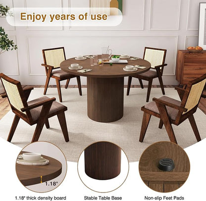 Round Dining Table for 4, Modern Farmhouse Kitchen Table, 47 Inch Small Circle - Image 5