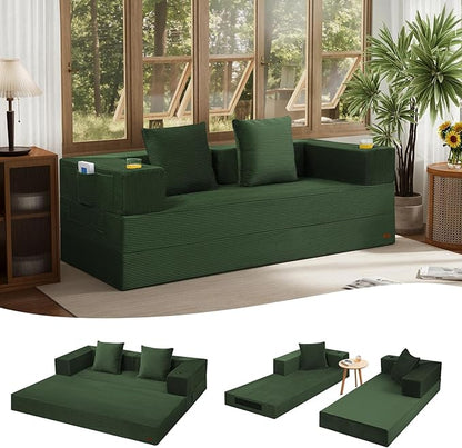 COMAX Queen Size Boneless Couch, 4 in 1 Convertible Sleeper Sofa Corduroy Couch by COMAX