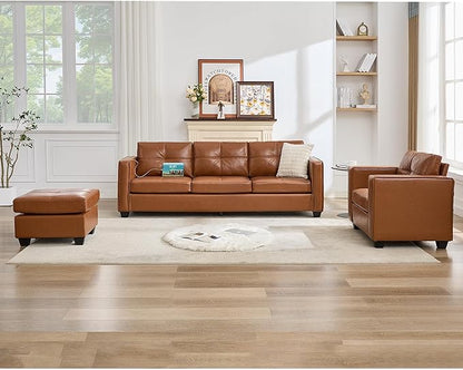 TYBOATLE Brown Leather Sofa Couch Sectional Couches - Image 3