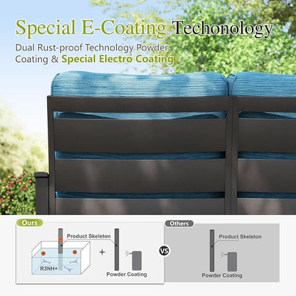 Sophia & William 2 Pieces Patio Furniture Sets Metal Sofa Chairs Patio Cushion - Image 4