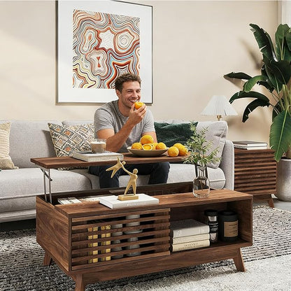 HAIOOU Lift Top Coffee Table, Mid Century Modern Coffee Table - Image 3