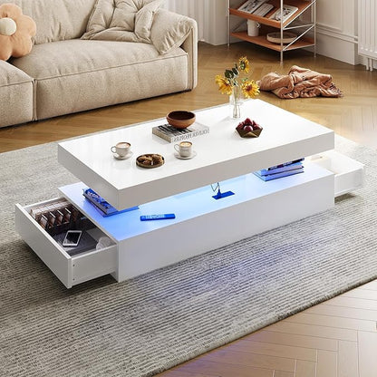 3-Piece Modern Living Room Table Set, Includes LED Coffee Table and End Tables - Image 4