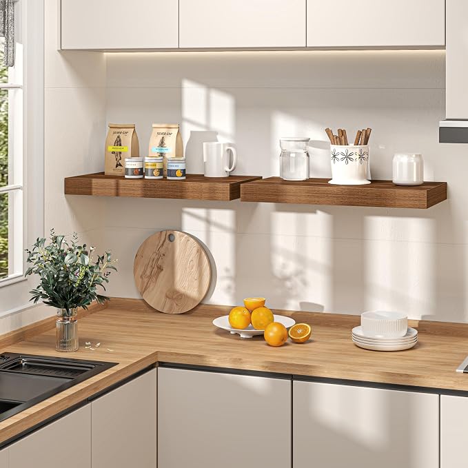 Walnut Floating Shelves 48Inch Long, 12 Inch Deep Floating Shelves - Image 8