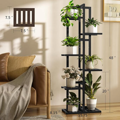 ROMGUAR CRAFT 6 Tier Bamboo Plant Stand Indoor, Wood Tall Flower Holder Corner - Image 3