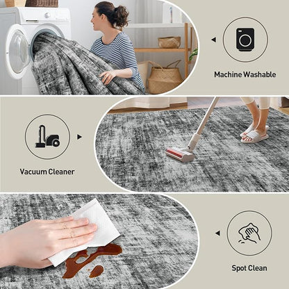 10x14 Area Rugs Washable Rug: Modern Abstract Living Room Rug Soft Anti-Skid - Image 4