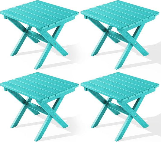 SERWALL Folding Outdoor Side Table Set of 4, Small Adirondack Side Table by SERWALL
