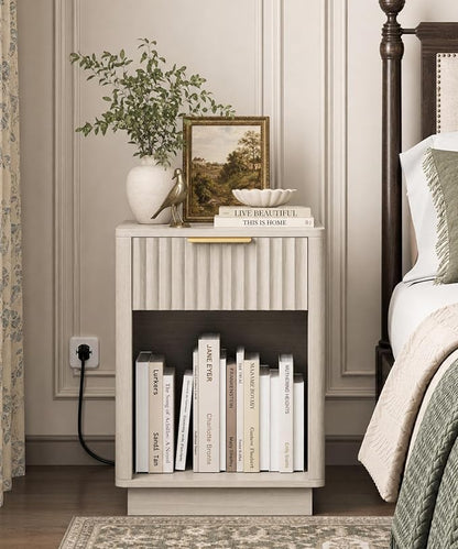 Akxomel Fluted Nightstands Set of 2, Wooden Night Stand - Image 4
