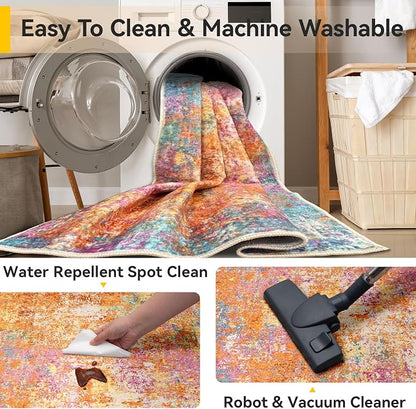 RELEANY Washable Area Rugs 6'x9' Non-Slip Modern Abstract Soft - Image 5