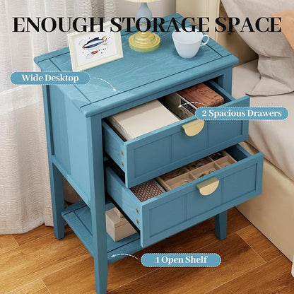 22" Blue Accent Side Cabinets, Modern Wood Sideboard - Image 3