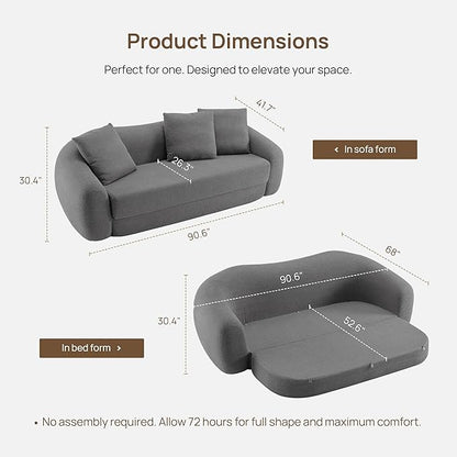 SICOTAS Curved Sofa Couch Bed for Living Room Convertible Futon Cloud Boneless - Image 7