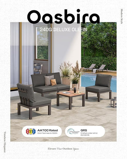 Aluminum Outdoor Patio Sofa Set, 2 Seats Modular Sectional Single Seat Sofa - Image 7