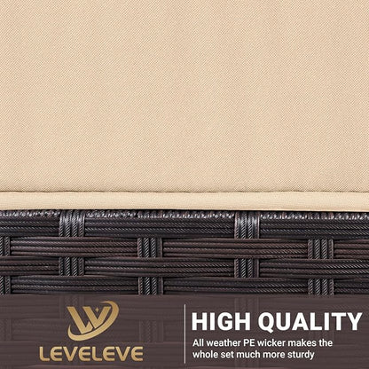 LEVELEVE 3 pcs Rocking Bistro Set Conversation Chairs PE Wicker Outdoor Rocking - Image 8