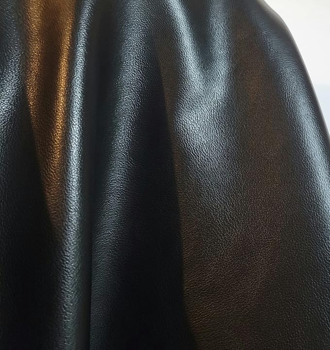 Black Lambtouch 0.8 mm Soft Faux Vegan PU Leather by The Yard Synthetic - Image 8