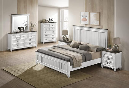 Clelane Wood Bedroom Set with Shiplap Panel Queen Bed, Two Nightstands - Image 2