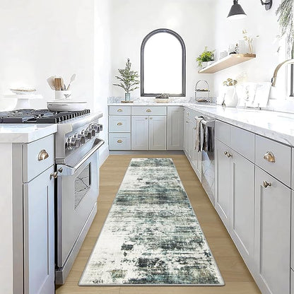 2'6''x8' Runner Rugs Washable Rug: Modern Abstract Hallway Runner Rug Indoor by GENTDRIZZ