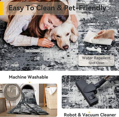 RELEANY Washable Area Rugs 3x7 Non-Slip Modern Abstract Soft - Image 5