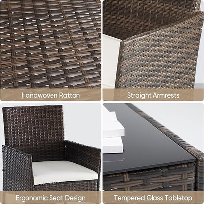 DUMOS 4 Piece Patio Furniture Set, All-Weather Outdoor Wicker Conversation Set - Image 5