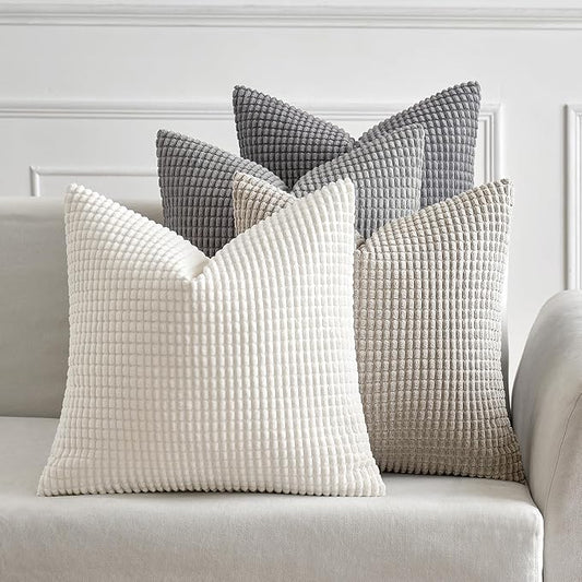 MIULEE Timeless Neutral Euro Sham Pillow Covers 24x24 Set of 4 Mid Century by MIULEE