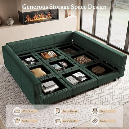 Belffin 9 Seats Corduroy Modular Sectional Sofa, Comfy Upholstered Sectional - Image 3